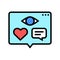 vision, likes and comments of video color icon vector illustration