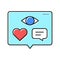 vision, likes and comments of video color icon vector illustration