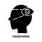 vision mind icon, black vector sign with editable strokes, concept illustration