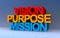 vision purpose mission on blue