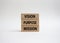 Vision Purpose Mission symbol. Concept word Vision Purpose Mission on wooden blocks. Beautiful white background. Business and