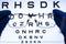 Vision test with letters and selection of lenses for glasses.concept of poor vision.