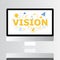 Vision text with icon on computer screen illustration
