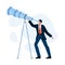 Visionary Businessman Looking Into Spyglass Vector Illustration