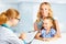 Visit mother and child to doctor pediatrician