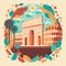 Visit travel rome italy destination, flat design concept vector illustration