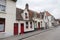 Visiting Bruges city, old architectural houses from the old part of the city