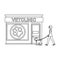 Visiting the vet clinic, the pet,dog on a leash with the hostess. Pet,dog care single icon in outline style vector