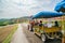 Visitor taking truck to visit the famous and beautiful Panoramic Flower Gardens Shikisai-no-oka