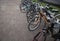 Visitors bicycles left at the entrance to the park