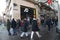 Visitors christmas shoppers pass by JD store in danish capital