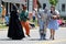 Visitors dressed up as beloved characters walking in annual All Things Oz Parade, Chittenango, New York, 2018