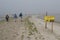 Visitors at Dutch land winning construction site Marker Wadden