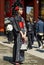 Visitors enjoy cherry blossom (Sakura) at Senso-ji Buddhist Temple located in the Asakusa district