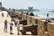 Visitors inspect a row of canons at the former fortress at Essaouira in Morocco.