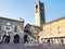 Visitors on Piazza Vecchia square in Bergamo