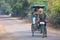 Visitors riding cycle rickshaw in Keoladeo Ghana National Park i