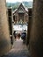 Visitors on the stairs of a stupa in Ayutthaya, former capital of the kingdom of Siam. Thailand