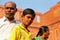 Visitors standing in the courtyard of Jahangiri Mahal in Agra Fort, Uttar Pradesh, India