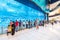 Visitors to the famous huge aquarium in the interior of the Dubai Mall