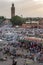 Visitors and vendors crowd the colourful Djemaa el-Fna, the main square in the Marrakesh medina in Morocco.