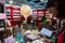 Visitors visitors browse get acquainted books on some stand on Frankfurt Book Fair