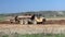 Vislock river, Poland - may 2, 2018:A dump truck is loaded with soil. Land works in the quarry of river gravel. Extraction of natu