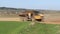 Vislock river, Poland - may 2, 2018:A dump truck is loaded with soil. Land works in the quarry of river gravel. Extraction of natu