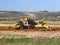 Vislock river, Poland - may 2, 2018:A dump truck is loaded with soil. Land works in the quarry of river gravel. Extraction of natu