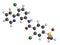 Vismodegib cancer drug molecule. Used in treatment of basal cell carcinoma. Atoms are represented as spheres with conventional