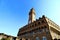 Vista in dettaglio di Palazzo Vecchio in Piazza Signoria a Firenze, Toscana, Italia