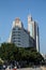 A vista of the Pearl River in Guangzhou, Guangdong Province, China. The building in front of it was once the tallest building in S