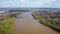 Vistula River in Warsaw, Poland after spring rainfalls