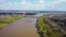 Vistula River in Warsaw, Poland after spring rainfalls