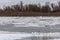 Vistula River during winter in Warsaw, Poland