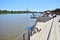 Vistulan Boulevards on the western side of the River Vistula in Warsaw.  The promenade at the bank of the Vistula river