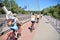 Vistulan Boulevards on the western side of the River Vistula in Warsaw.  The promenade at the bank of the Vistula river