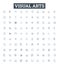 Visual arts vector line icons set. Drawing, Painting, Sculpture, Mosaic, Printmaking, Photography, Installation