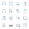 Visual design linear icons set. Aesthetics, Composition, Typography, Colours, Contrast, Balance, Harmony line vector and