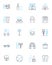 Visual design linear icons set. Composition, Typography, Color, Contrast, Layout, Hierarchy, Balance line vector and