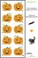 Visual puzzle - find two identical pictures of Halloween pumpkins