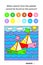 Visual puzzle with picture palette. Sailboats regatta at the pond.