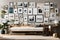 A visual representation of a gallery wall adorned with a diverse collection of modern photo frames