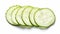 a visual of a single, thinly sliced zucchini