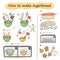 Visual step-by-step instructions on how to make gingerbread. Vector hand-drawn cartoon color illustration.