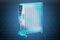 Visualization 3d cad model of electric oil heater, oil-filled radiator, blueprint. 3D rendering