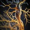 visualization of neural connections in the brain, unveiling a complex web of interwoven neurons that highlights the intricacy of