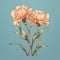 Visually Poetic Carnation Bouquet Illustration On Blue Background