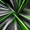 A visually stunning abstract composition with neon green lines creating a sense of motion and energy against a deep black backgr