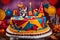 A visually stunning photograph of a kids birthday cake adorned with a captivating Tom and Jerry theme.